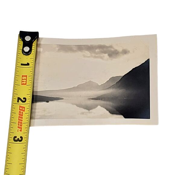 B&W Photo Found 1940 Yellowstone Park Cloudy Mountain View Reflection Snapshot - Picture 3 of 4